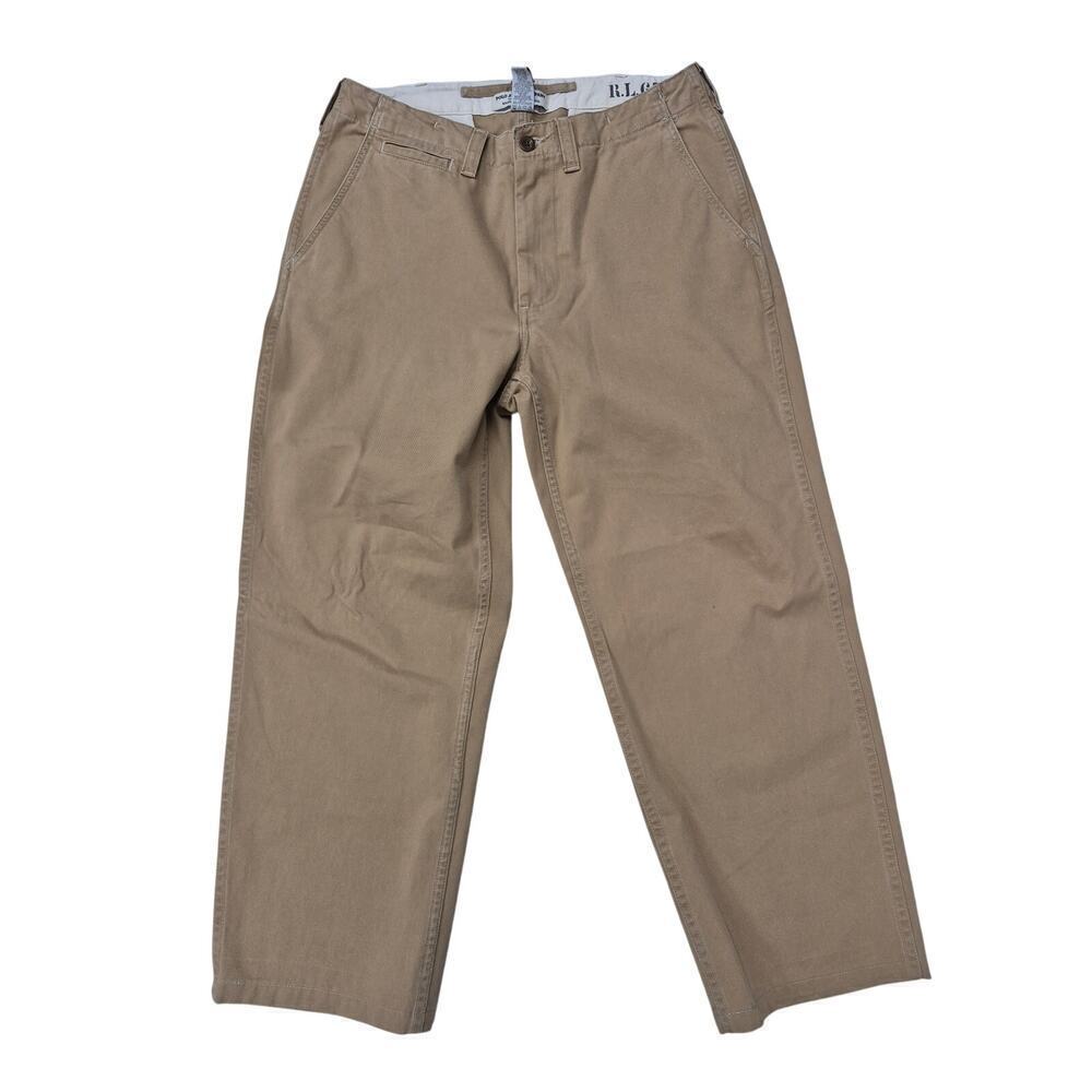 vtg 80s Ralph Lauren Polo Jeans 100% Cotton Khaki Pants Brown Sz 32 x 28